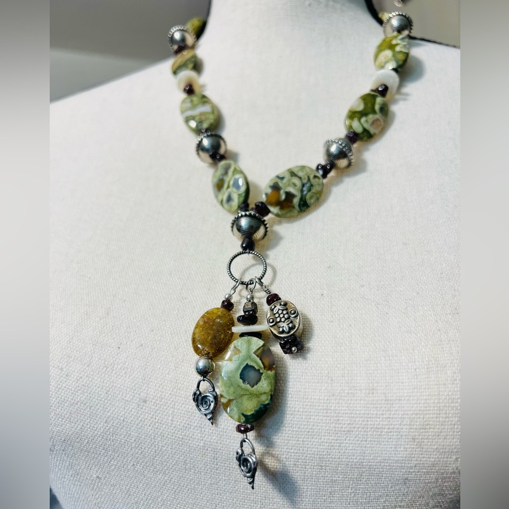 Rainforest Jasper, Rhyolite, Large Statement necklace